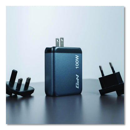 100 W 4-Port GaN Wall Charger, Black/Gray