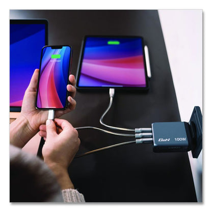 140 W 4-Port GaN Wall Charger, Black/Gray