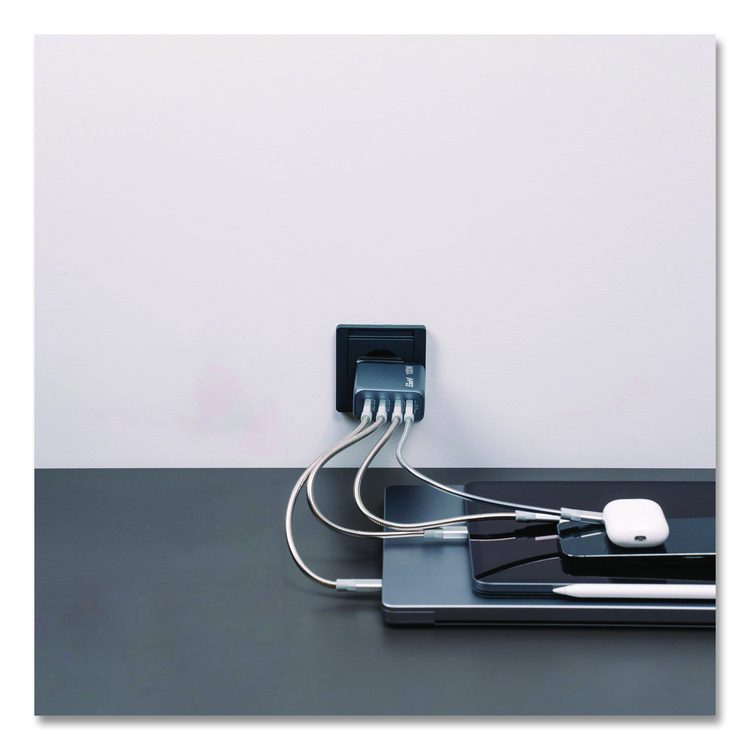 100 W 4-Port GaN Wall Charger, Black/Gray