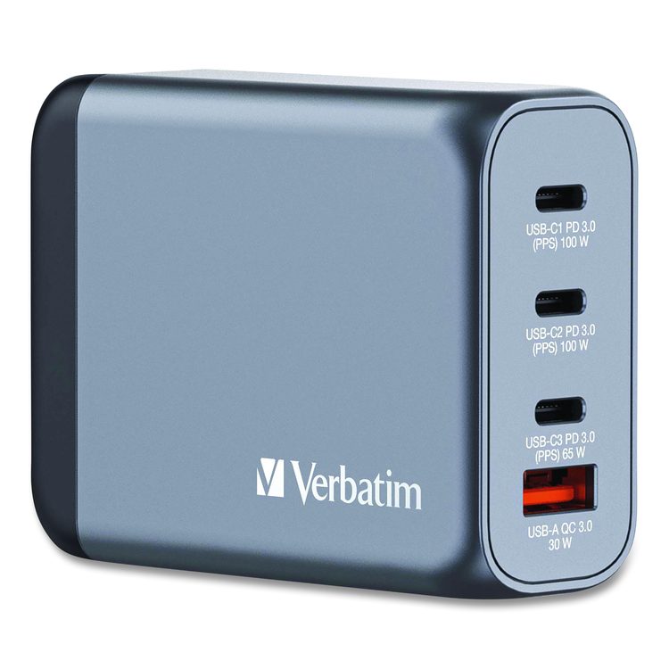100 W 4-Port GaN Wall Charger, Black/Gray