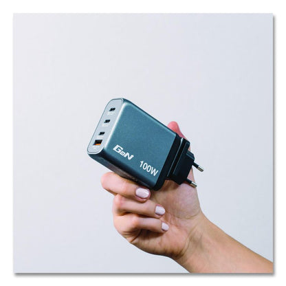140 W 4-Port GaN Wall Charger, Black/Gray