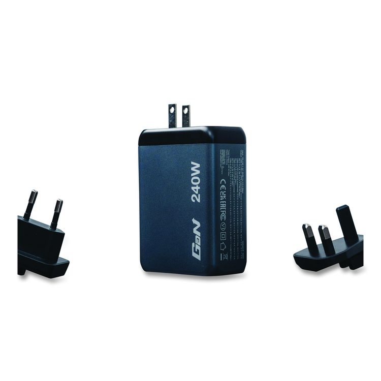 240 W 4-Port GaN Wall Charger, Black/Gray