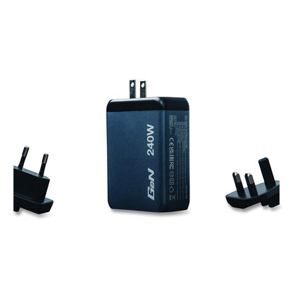 240 W 4-Port GaN Wall Charger, Black/Gray