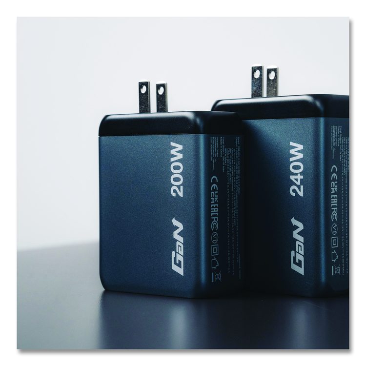 240 W 4-Port GaN Wall Charger, Black/Gray