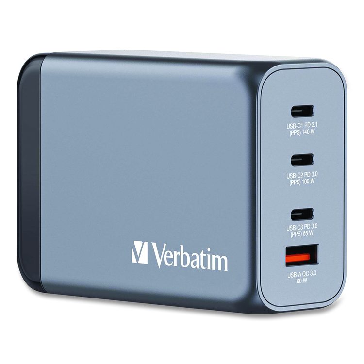 240 W 4-Port GaN Wall Charger, Black/Gray