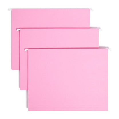 Colored Hanging File Folders with 1/5 Cut Tabs, Letter Size, 1/5-Cut Tabs, Pink, 25/Box
