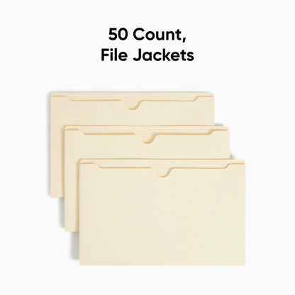 Manila File Jackets, 2-Ply Straight Tab, Legal Size, Manila, 50/Box