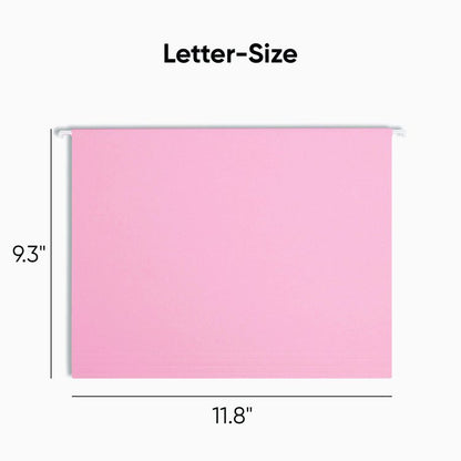 Colored Hanging File Folders with 1/5 Cut Tabs, Letter Size, 1/5-Cut Tabs, Pink, 25/Box
