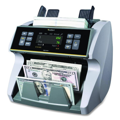 KBR1500V2 Mixed Denomination Cash Counter, 1,200 bills/min, 9.5" x 11" x 10.4", Gray