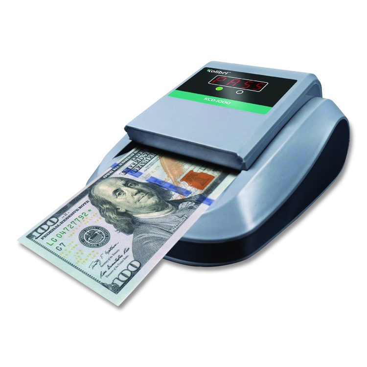 KCD-1000 Counterfeit Detector for USD, 10 Detection Methods, 5.1" x 6.3" x 3.6", Gray