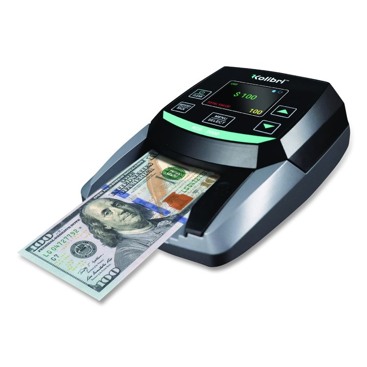 KCD-2000 Counterfeit Detector for USD, 10 Detection Methods, 5" x 6" x 5", Black/Gray
