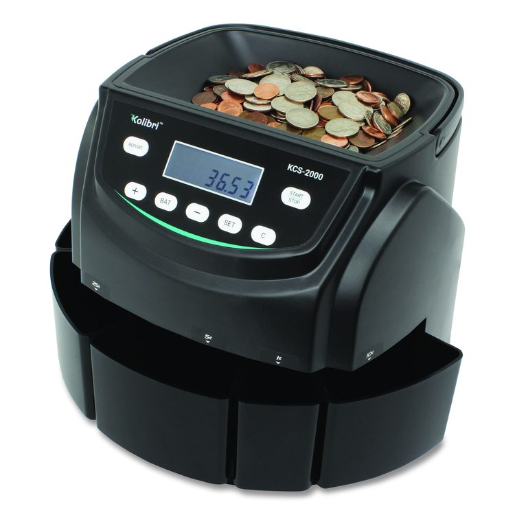 KCS-2000 Coin Sorter, 300 coins/min, 10" x 11.6" x 13.6", Black