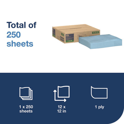 Low-Lint Cleaning Cloth, 1-Ply, 12 x 12, Blue, 250 Sheets/Carton