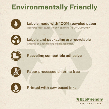 EcoFriendly Mailing Labels, Inkjet/Laser Printers, 2 x 4, White, 10/Sheet, 25 Sheets/Pack