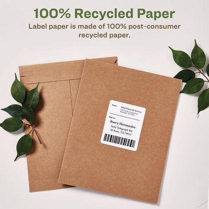 EcoFriendly Mailing Labels, Inkjet/Laser Printers, 3.33 x 4, White, 6/Sheet, 100 Sheets/Pack