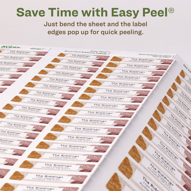 EcoFriendly Mailing Labels, Inkjet/Laser Printers, 0.5 x 1.75, White, 80/Sheet, 100 Sheets/Pack