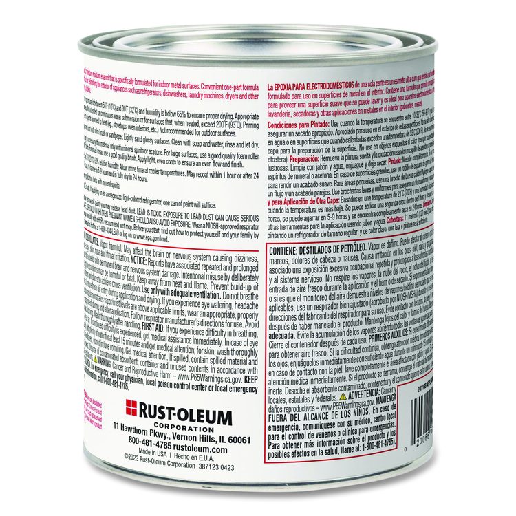 Appliance Epoxy Gloss Paint, Gloss White, 1 qt Bucket/Pail, 2/Carton