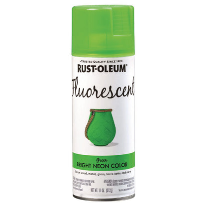 Specialty Fluorescent Spray Paint, Flat Fluorescent Green, 11 oz Aerosol Can, 6/Carton