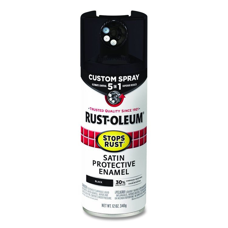 Stops Rust 5-in-1 Spray Paint, Satin Black, 12 oz Aerosol Can