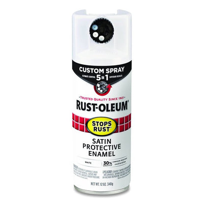 Stops Rust 5-in-1 Spray Paint, Satin White, 12 oz Aerosol Can