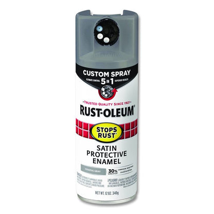 Stops Rust 5-in-1 Spray Paint, Satin Coastal Gray, 12 oz Aerosol Can