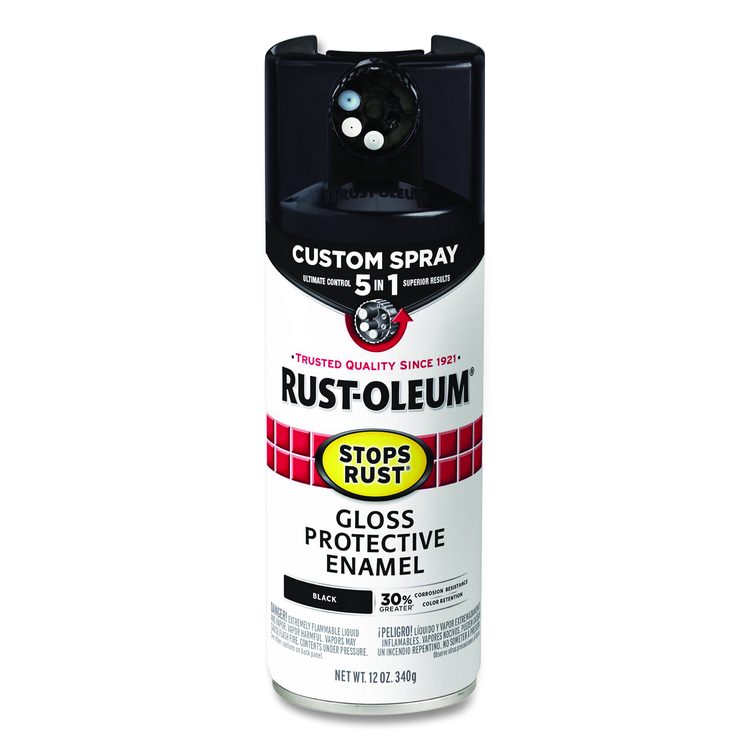 Stops Rust 5-in-1 Spray Paint, Gloss Black, 12 oz Aerosol Can
