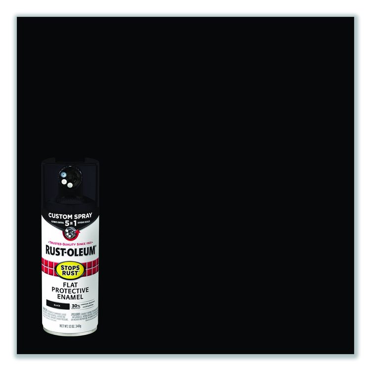 Stops Rust 5-in-1 Spray Paint, Flat Black, 12 oz Aerosol Can, 6/Carton