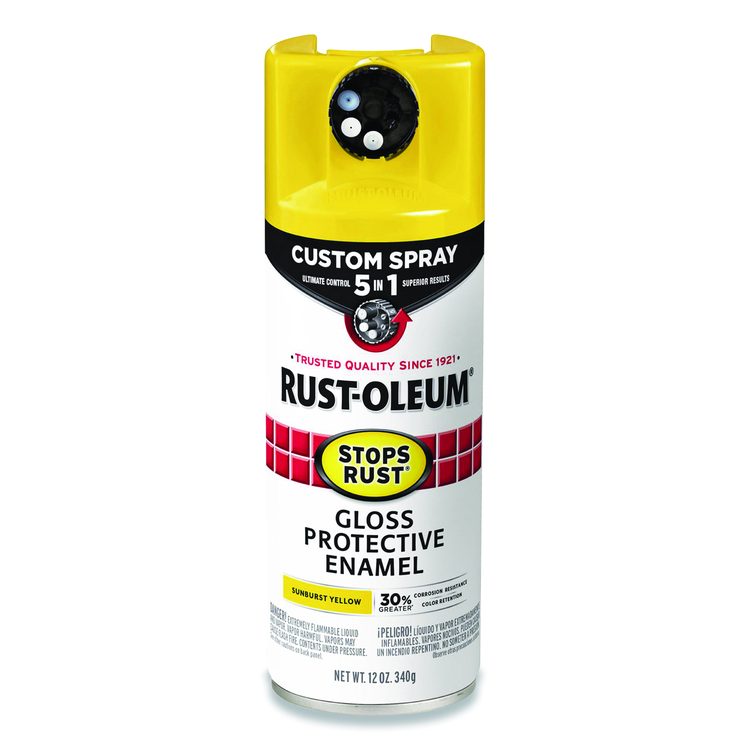 Stops Rust 5-in-1 Spray Paint, Gloss Sunburst Yellow, 12 oz Aerosol Can