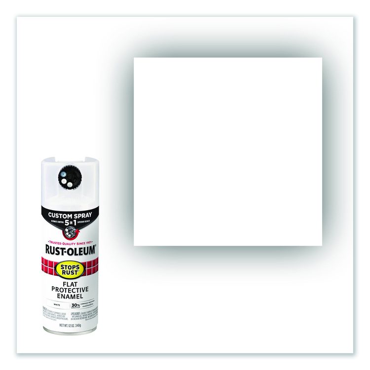 Stops Rust 5-in-1 Spray Paint, Flat White, 12 oz Aerosol Can, 6/Carton