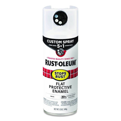 Stops Rust 5-in-1 Spray Paint, Flat White, 12 oz Aerosol Can, 6/Carton