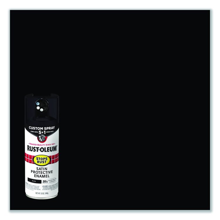 Stops Rust 5-in-1 Spray Paint, Satin Black, 12 oz Aerosol Can, 6/Carton