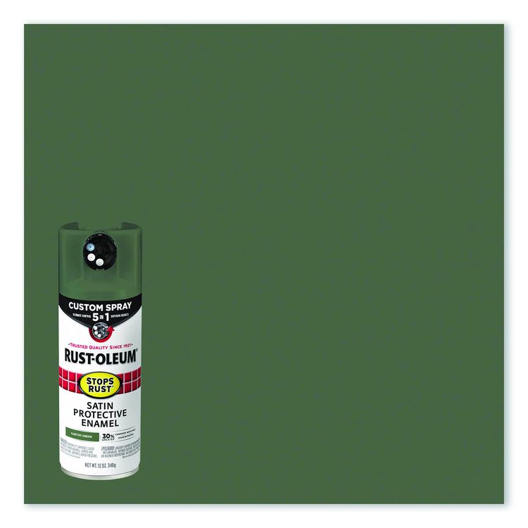 Stops Rust 5-in-1 Spray Paint, Satin Earthy Green, 12 oz Aerosol Can