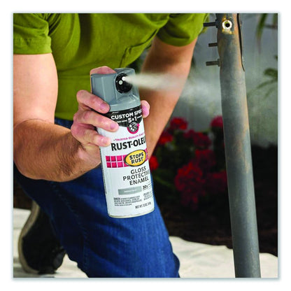 Stops Rust 5-in-1 Spray Paint, Satin Coastal Gray, 12 oz Aerosol Can, 6/Carton