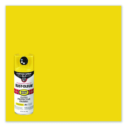 Stops Rust 5-in-1 Spray Paint, Gloss Sunburst Yellow, 12 oz Aerosol Can, 6/Carton