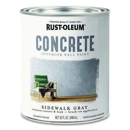 Concrete Interior Wall Paint, Matte Sidewalk Gray, Quart Can, 2/Carton