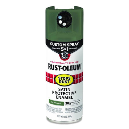 Stops Rust 5-in-1 Spray Paint, Satin Earthy Green, 12 oz Aerosol Can, 6/Carton