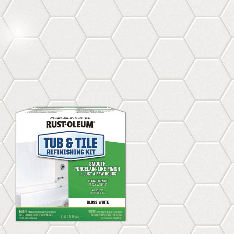 Specialty Tub and Tile Refinishing Kit, Gloss White, Quart, 4 Kits/Carton