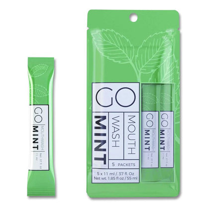 Individual Mouthwash Packets, Mint Flavor, 0.37 oz Packet, 5/Pack, 12 Packs/Box