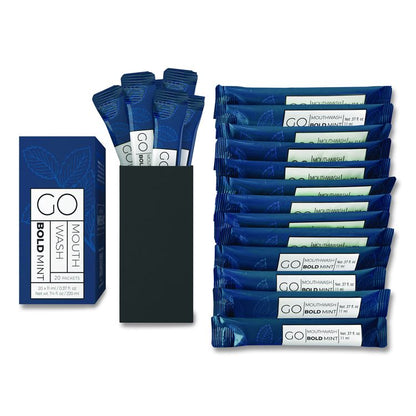 Individual Mouthwash Packets, Display Pack, Bold Mint Flavor, 0.37 oz Packet, 20/Pack