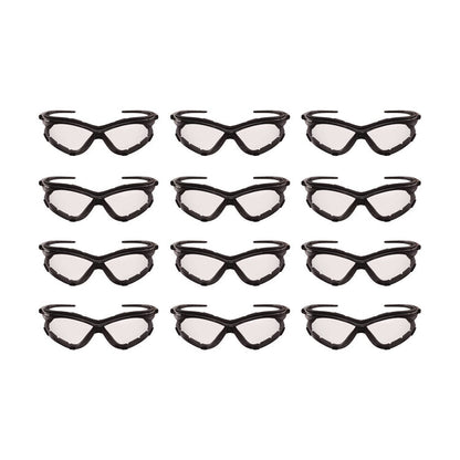 V30 Nemesis Foam Safety Glasses, Black Half Frame, Clear Dual Lens, 12/Carton