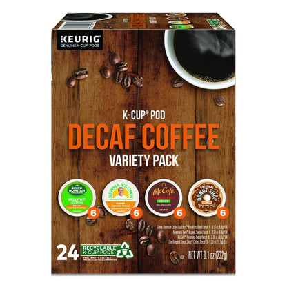 Decaf Variety Coffee K-Cups, Assorted Flavors, 0.38 oz K-Cup, 24/Box