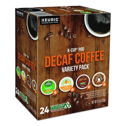 Decaf Variety Coffee K-Cups, Assorted Flavors, 0.38 oz K-Cup, 24/Box