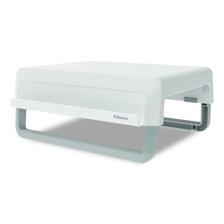 Breyta Monitor Stand, 13.94" x 11.97" x 3.25" to 6", White, Supports 33 lbs