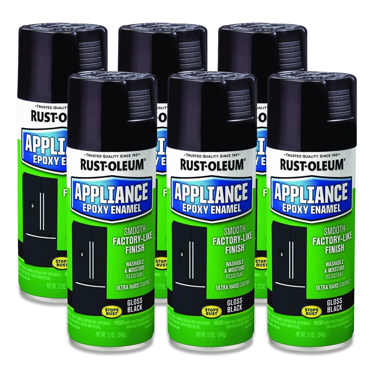 Specialty Appliance Epoxy Spray Paint, Gloss Black, 12 oz Aerosol Can, 6/Carton