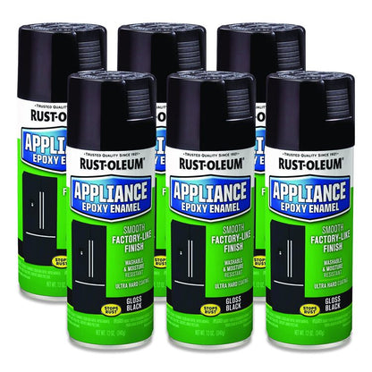 Specialty Appliance Epoxy Spray Paint, Gloss Black, 12 oz Aerosol Can, 6/Carton