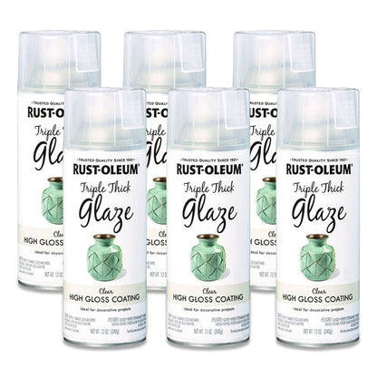 Specialty Triple Thick Glaze Spray Paint, High Gloss Clear, 12 oz Aerosol Can, 6/Carton