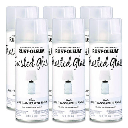 Specialty Frosted Glass Spray Paint, Matte Clear, 11 oz Aerosol Can, 6/Carton