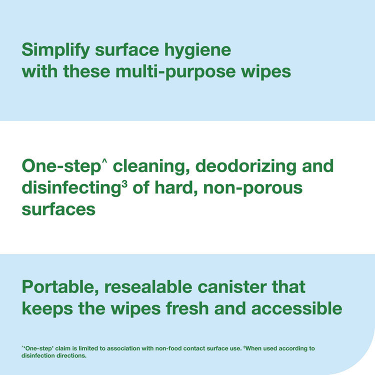 Everwipe by Tork Disinfectant Wipe Canisters, 1-Ply, 7 x 7, Lemon, White, 75 Sheets/Canister, 6/Carton