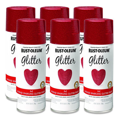 Specialty Glitter Spray Paint, Glitter Red, 10.25 oz Aerosol Can, 6/Carton