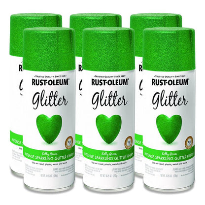 Specialty Glitter Spray Paint, Glitter Kelly Green, 10.25 oz Aerosol Can, 6/Carton